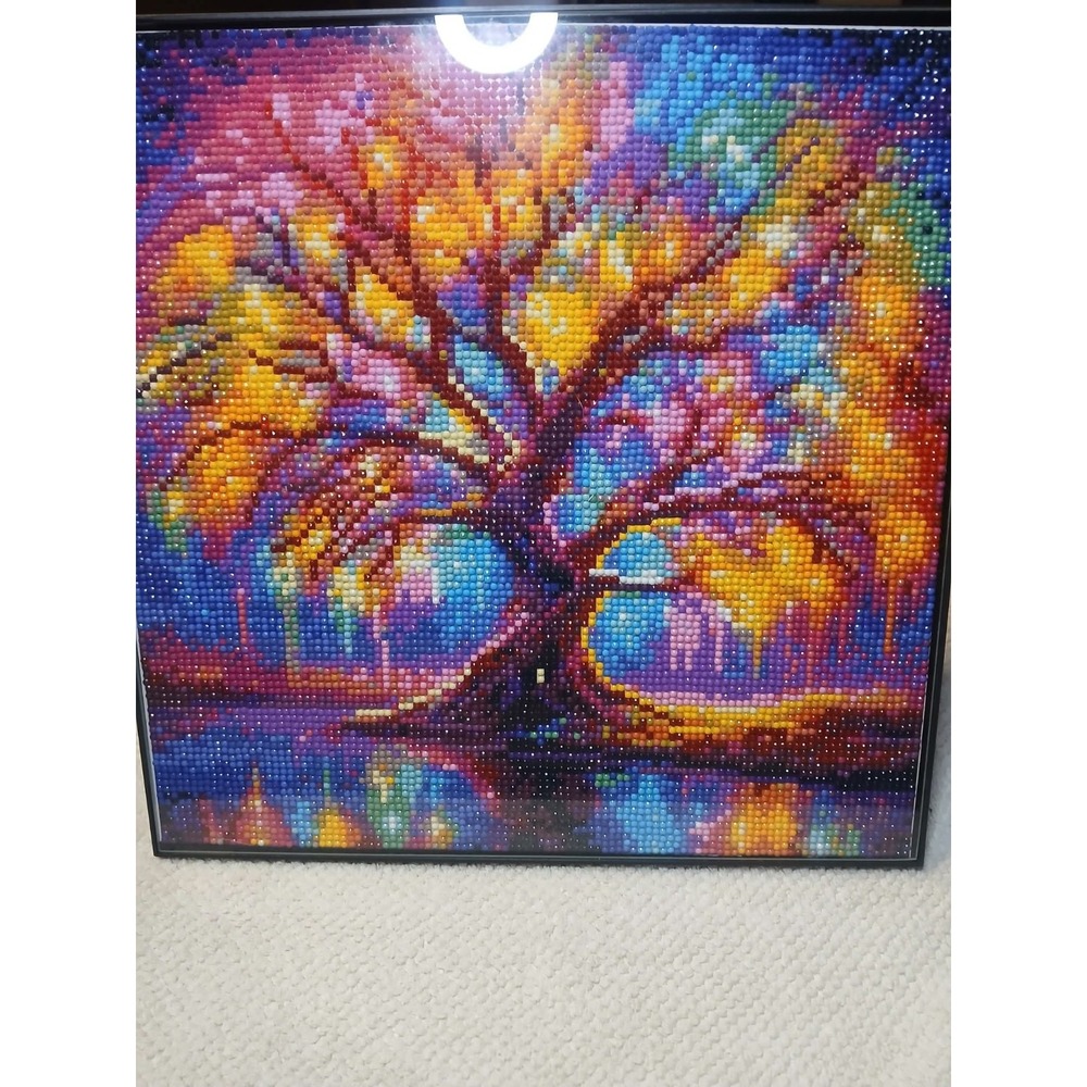 Finished and Framed‎ Diamond Art Colorful Tree Picture In New Frame